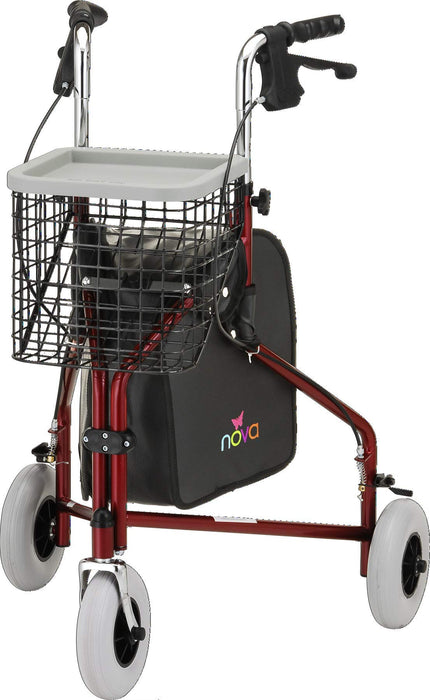 Traveler 3 Wheel Rolling Walker in red with basket best price