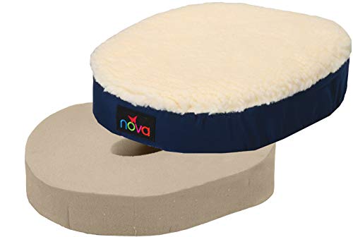 NOVA Donut Pillow Seat Cushion with Fleece Sheepskin Surface, Travel Ring Cushion, Removable and Washable Fleece Cover