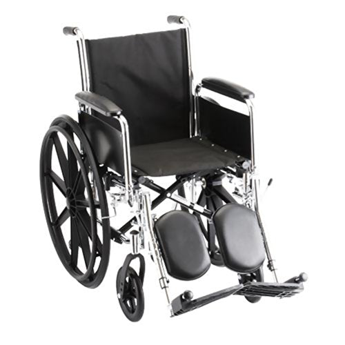 Steel Standard Wheelchair, Elevating Leg Rests, Arm Type: Detachable Full Arms, Seat Size: 20" W
