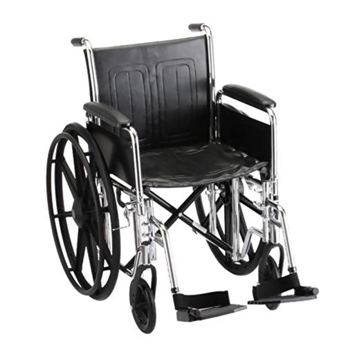 Steel Standard Wheelchair Seat Size: 18" W, Detachable Full Arms, Swing Away Footrests