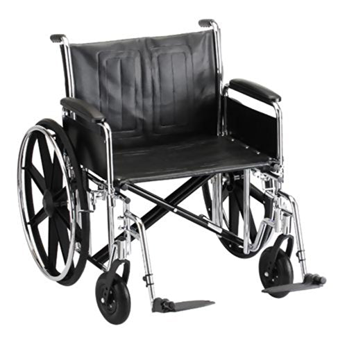 Steel Standard Wheelchair, Detachable Full Arms, Front Rigging: Footrests, Seat Size: 24"