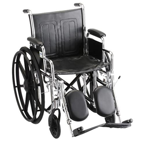 Steel Standard Wheelchair, Elevating Leg Rests, Seat Size: 18" W, Arm Type: Detachable Full Arms