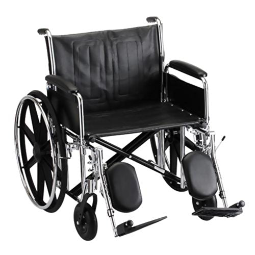 Steel Standard Wheelchair, Elevating Leg Rests, Arm Type: Detachable Full Arms, Seat Size: 24" W