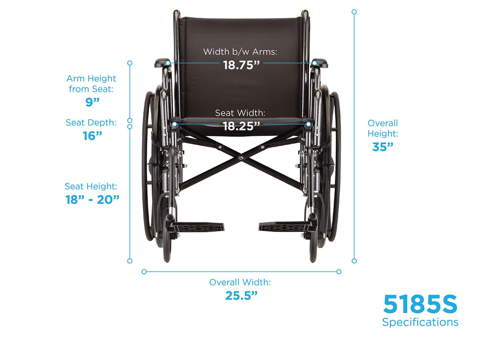 Steel Wheelchair w/Detachable Desk Arms & Swing Away Footrests