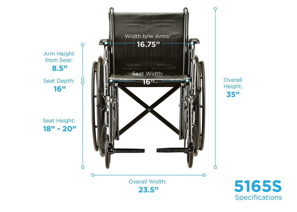Steel Wheelchair w/Detachable Desk Arms & Swing Away Footrests