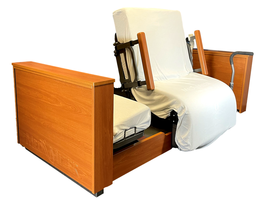 Active Care Deluxe Hospital Bed - Adjustable Height, Wood Aesthetics, Hidden Casters, Battery Back Up, Underbed Lighting, OneButtonSafeTurn