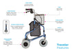 Traveler 3 Wheel Rolling Walker features shipped 