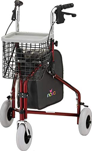 Traveler 3 Wheel Rolling Walker in red with basket online