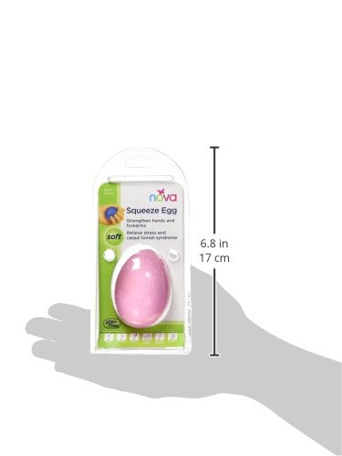 NOVA Hand Exerciser Oval Egg, Hand Grip Squeeze Oval Ball for Strength, Stress and Recovery, Comes in 3 Resistance Levels - Pink Soft