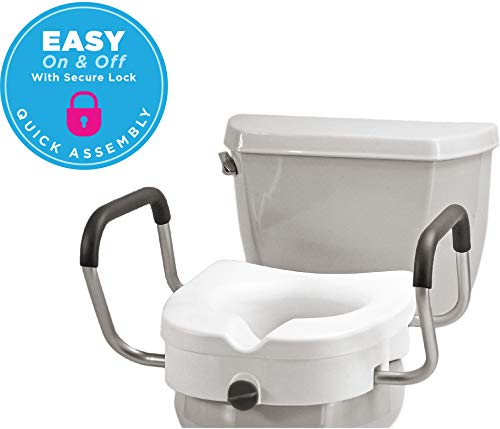 Raised Toilet Seat with Detachable Arms