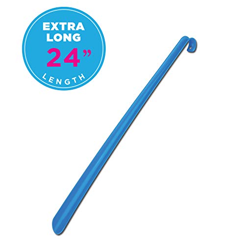 NOVA Extra Long 24" Shoe Horn, Flexible Plastic, Blue Color