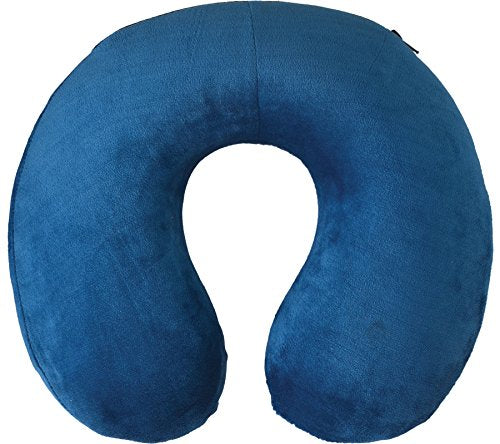 NOVA Memory Foam Travel & Airplane Pillow, Super Comfortable Neck Pillow with Zipper Removable & Washable Soft Velour Cover, Comes in Colors: Ocean Blue & Sleek Black