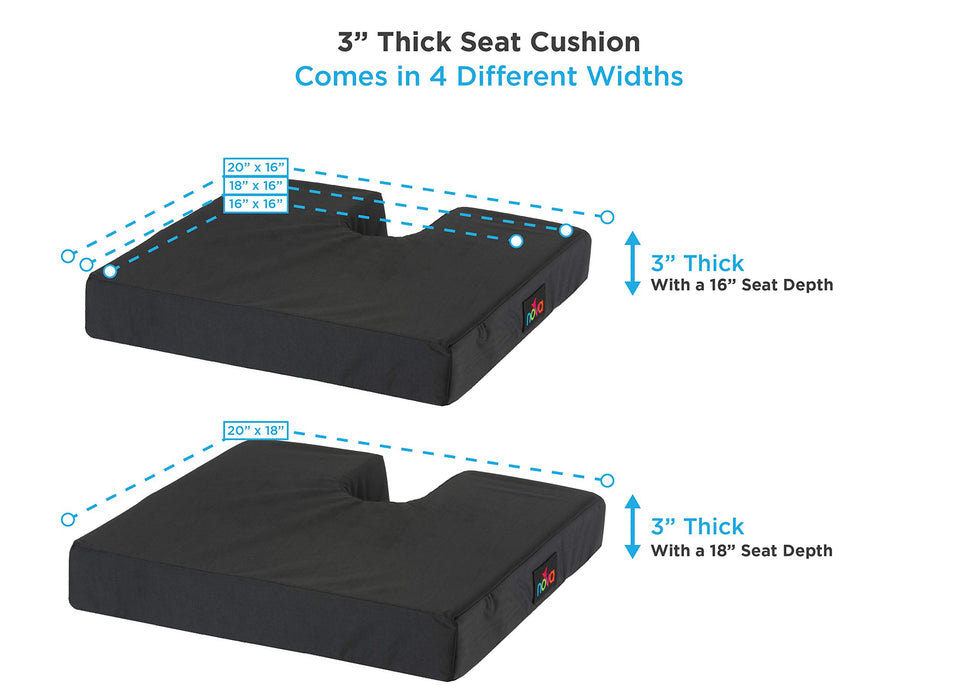 NOVA Coccyx Gel Memory Foam Seat & Wheelchair Cushion in 4 Sizes, Comfortable on The Tailbone Cushion with Removable Water Resistant Cover