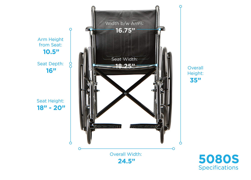 NOVA Steel Wheelchair with Fixed Arms & Footrests