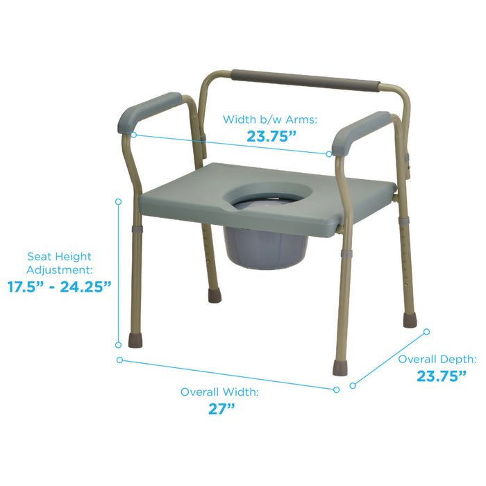 Heavy Duty Commode with Extra Wide Seat (8582)